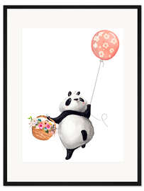 Gerahmter Kunstdruck Pandabär mit Ballon