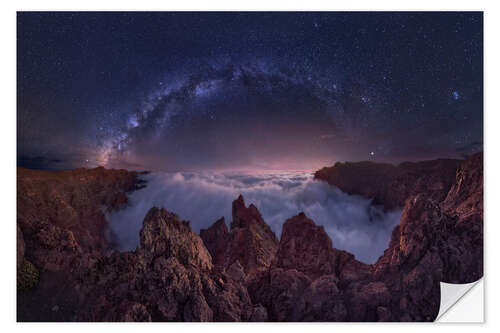 Selvklebende plakat Milky Way over the Sea of Clouds