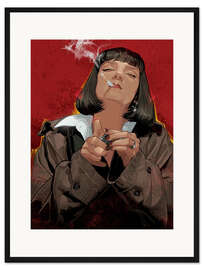Gerahmter Kunstdruck Mia Wallace mit Zigarette