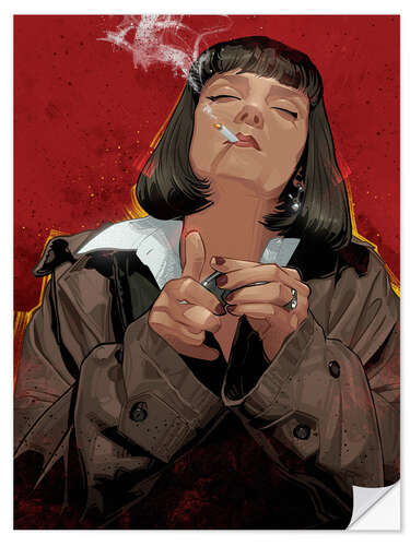 Selvklebende plakat Mia Wallace With Cigarette