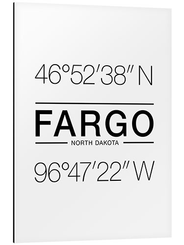 Tableau en aluminium Fargo, coordonnées géographiques