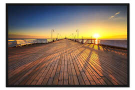 Gerahmter Kunstdruck Sonnenaufgang über dem Sopot Pier, Polen