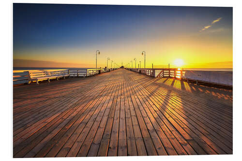 Hartschaumbild Sonnenaufgang über dem Sopot Pier, Polen