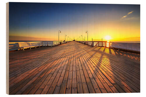 Wood print Sunrise over Sopot Pier, Poland