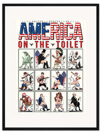 Gerahmter Kunstdruck Amerika auf der Toilette