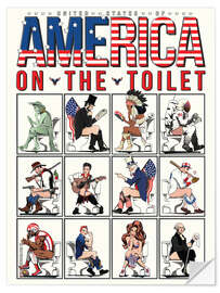 Wandsticker Amerika auf der Toilette