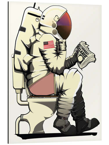 Aluminium print Astronaut on the Toilet II