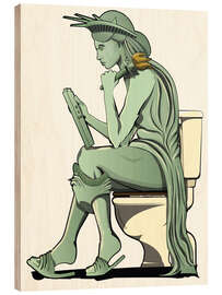 Wood print Statue of Liberty on the toilet