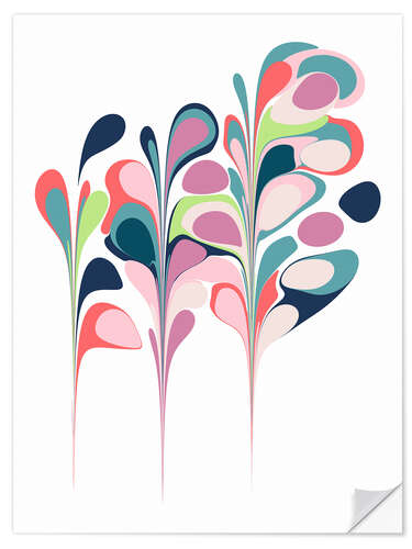 Selvklebende plakat Abstract flowers