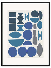 Gerahmter Kunstdruck Geometrie in blau