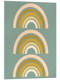 Acrylic print Rainbow geometry - apricot and birch