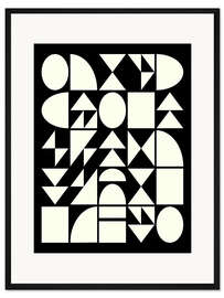 Gerahmter Kunstdruck Geometrische Formen schwarz-weiß