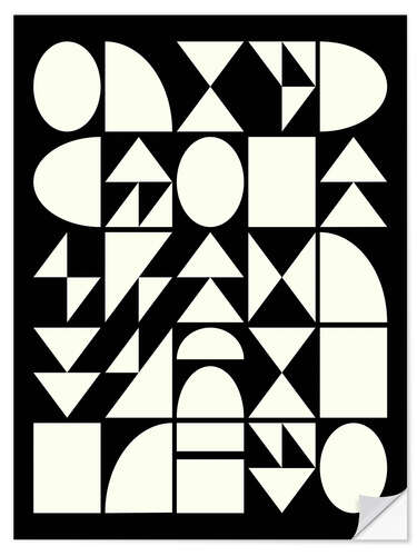 Selvklebende plakat Black and white geometric shapes