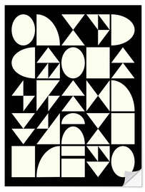 Muursticker Black and white geometric shapes