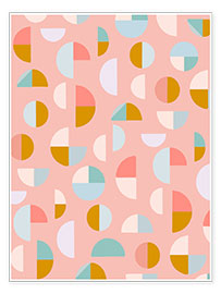 Wall print  Candy Geometry - apricot and birch