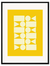 Gerahmter Kunstdruck Geometrie in sonnengelb