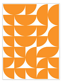Wall print  Geometry orange - apricot and birch