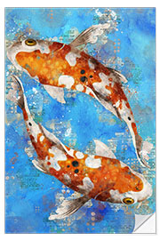 Selvklebende plakat Koi Fishes