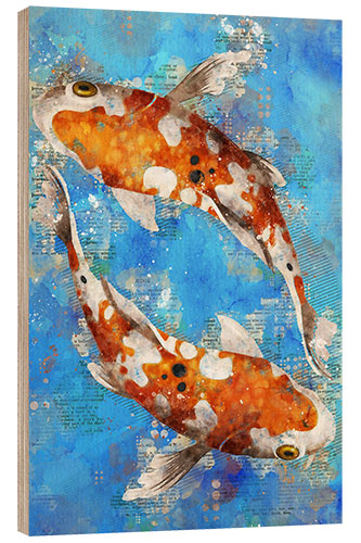 Wood print Koi Fishes