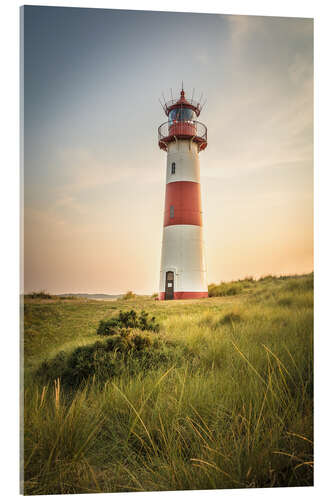 Tableau en verre acrylique Coucher de soleil au phare de Sylt