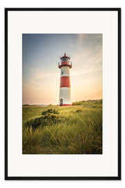 Gerahmter Kunstdruck Sonnenuntergang am Leuchtturm auf Sylt