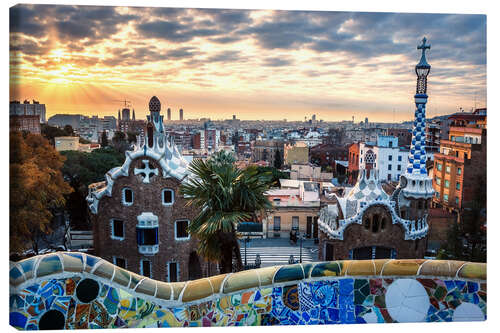 Canvastavla Barcelona, Park Güell vid soluppgång