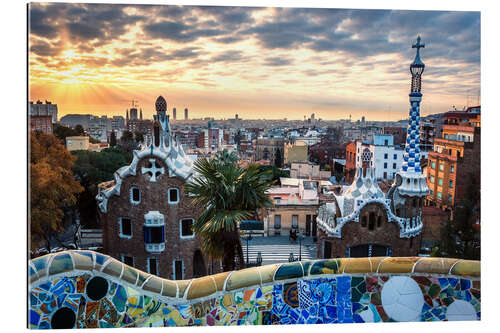 Gallery print Barcelona, Park Guell at sunrise