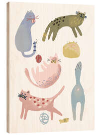 Tableau en bois Bande de chats III