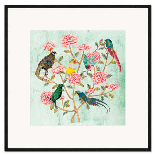 Impression artistique encadrée Chinoiserie mentholée II