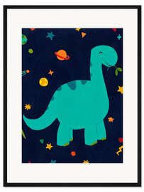 Gerahmter Kunstdruck Blauer Sternen-Dino
