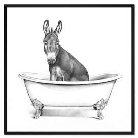 Gerahmter Kunstdruck Esel in der Wanne
