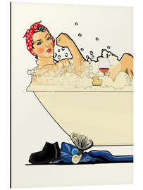 Magnettafel Arbeiterin in der Badewanne