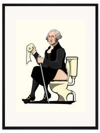 Gerahmter Kunstdruck Präsident George Washington auf der Toilette