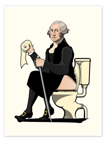 Póster Presidente George Washington no banheiro