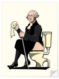 Muursticker President George Washington on the toilet