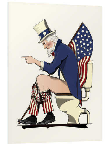 Foam board print Uncle Sam on the toilet