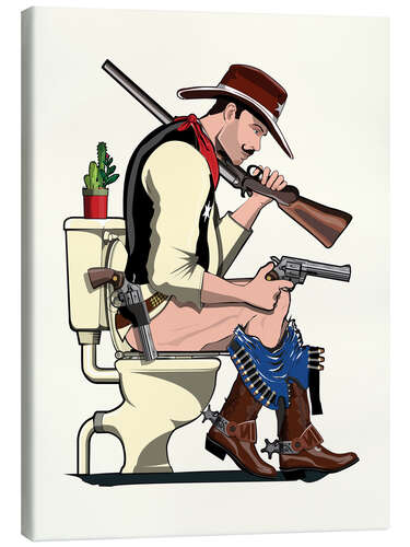 Canvas print Cowboy on the toilet