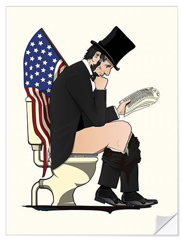 Wall sticker Abraham Lincoln on the toilet