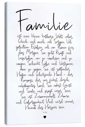 Canvas print Family - A Poem (German)