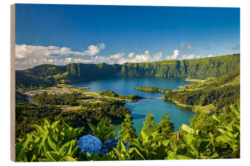 Holzbild Vulkanesee Sete Cidades