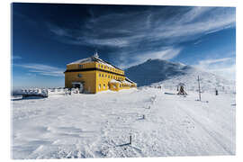 Acrylic print Schneekoppe and Schlesierhaus, Giant Mountains