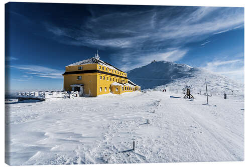 Canvas print Schneekoppe and Schlesierhaus, Giant Mountains