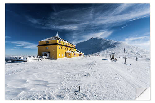 Selvklæbende plakat Schneekoppe and Schlesierhaus, Giant Mountains