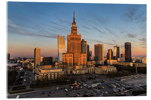 Acrylic print Kulturpalast im Abendrot, Warsaw