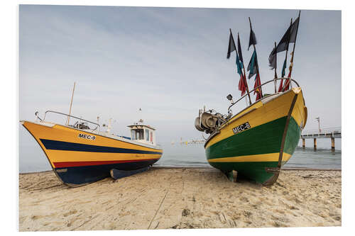 Cuadro de PVC Barcos de pesca en la playa