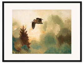 Gerahmter Kunstdruck Landschaft mit Schnepfe