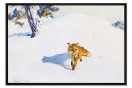 Gerahmter Kunstdruck Fuchs in der Winterlandschaft I