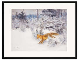 Gerahmter Kunstdruck Fuchs in der Winterlandschaft III