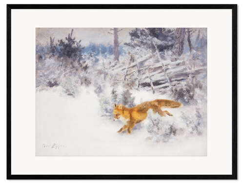 Gerahmter Kunstdruck Fuchs in der Winterlandschaft III