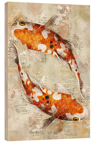 Holzbild Koi-Fische